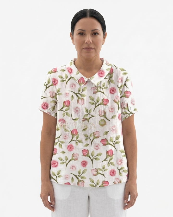 Siopie | Women’s Floral Print Collared Blouse