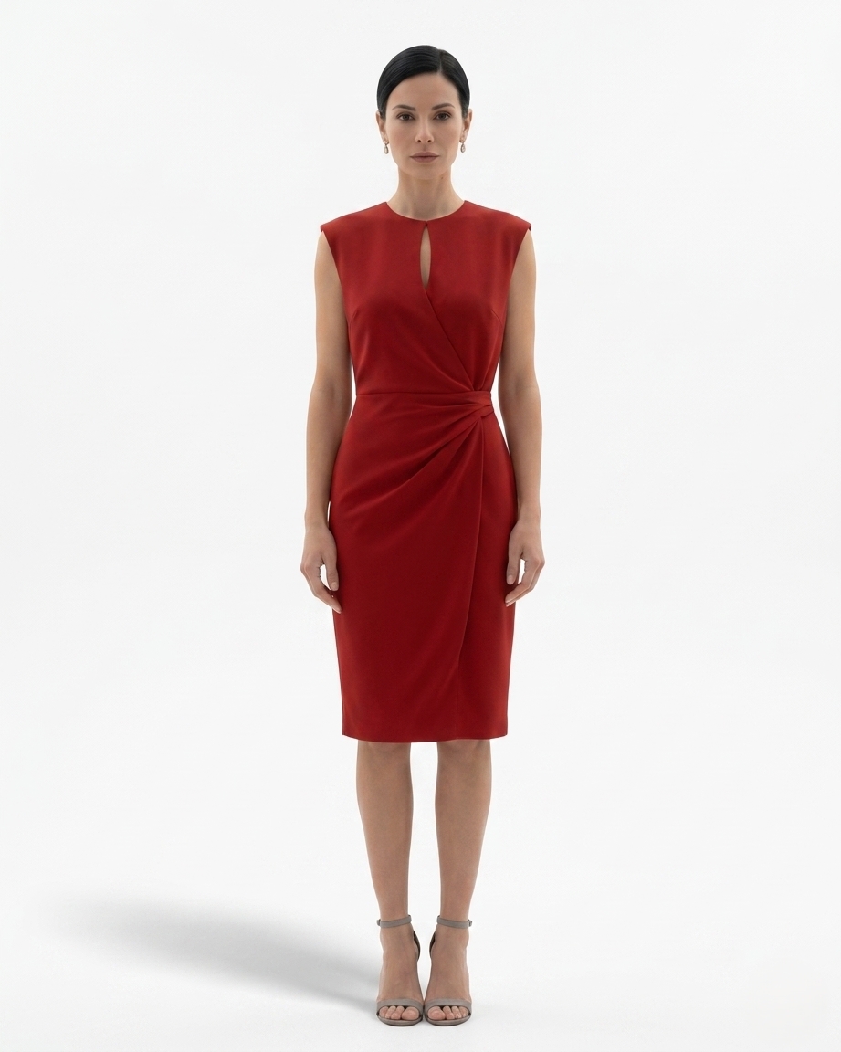 Siopie | Women’s Crepe Draped Waist Dress