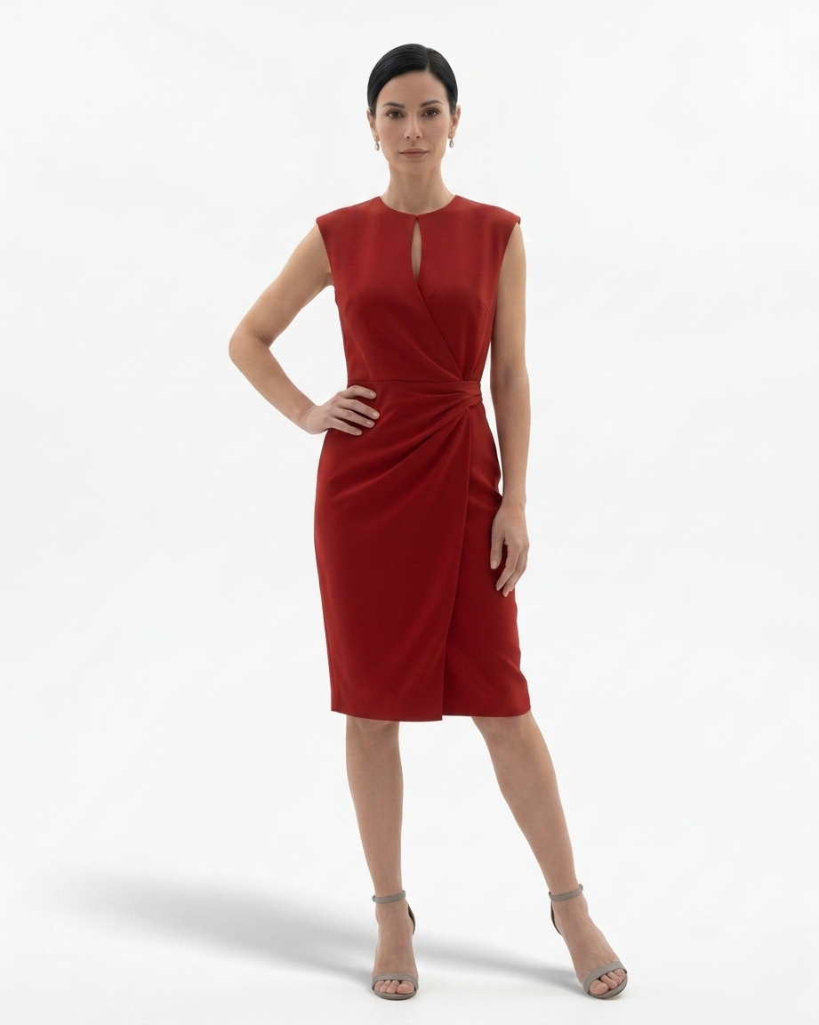 Siopie | Women’s Crepe Draped Waist Dress