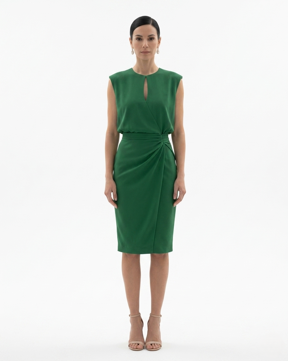 Siopie | Women’s Crepe Draped Waist Dress