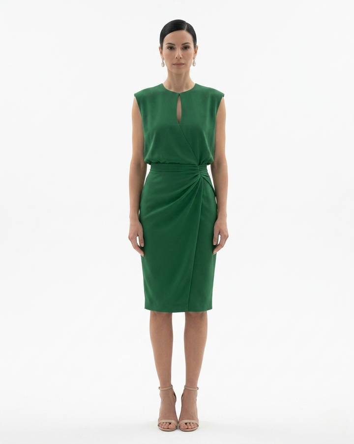 Siopie | Women’s Crepe Draped Waist Dress