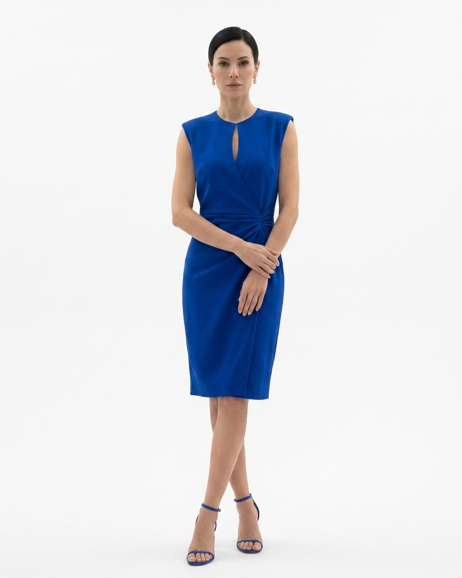 Siopie | Women’s Crepe Draped Waist Dress