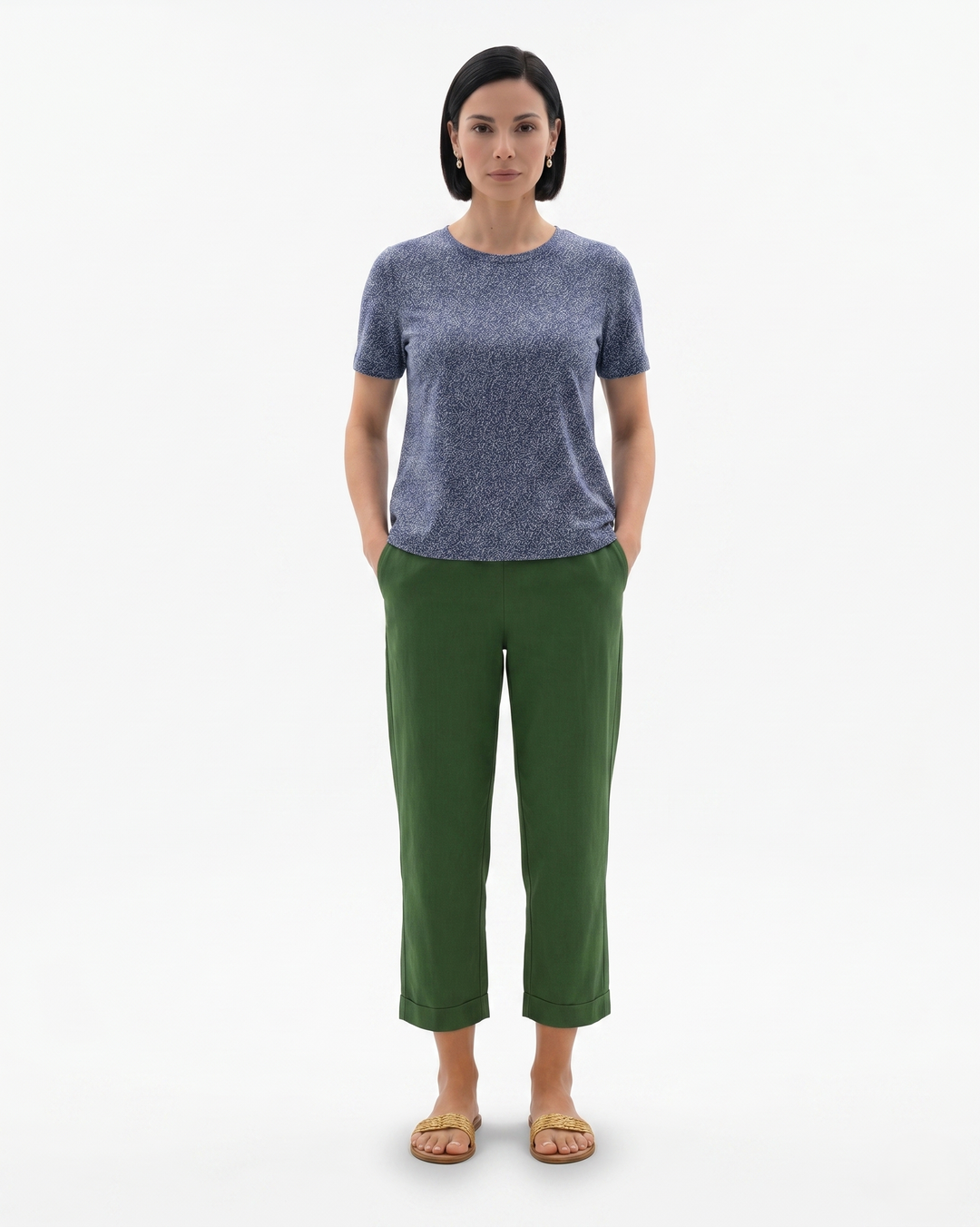 Siopie | Women’s Cropped Linen Blend Trousers