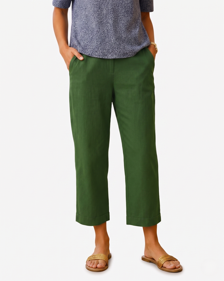 Siopie | Women’s Cropped Linen Blend Trousers