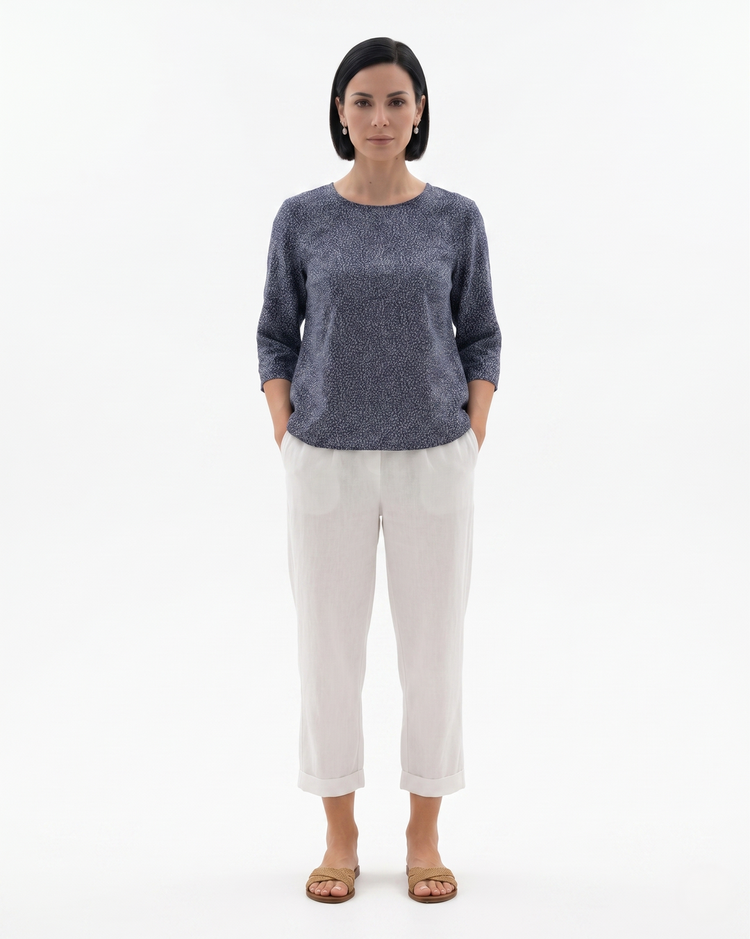 Siopie | Women’s Cropped Linen Blend Trousers