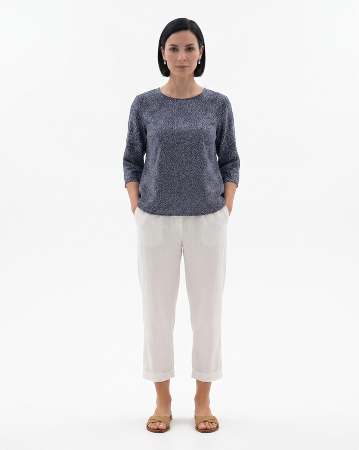 Siopie | Women’s Cropped Linen Blend Trousers