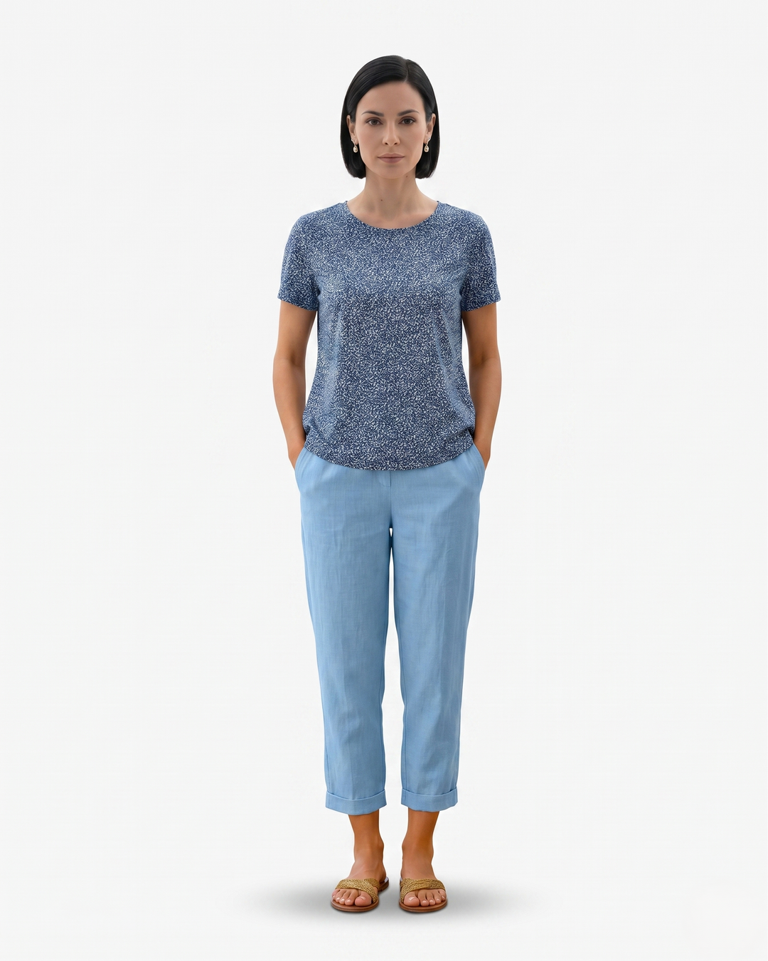 Siopie | Women’s Cropped Linen Blend Trousers