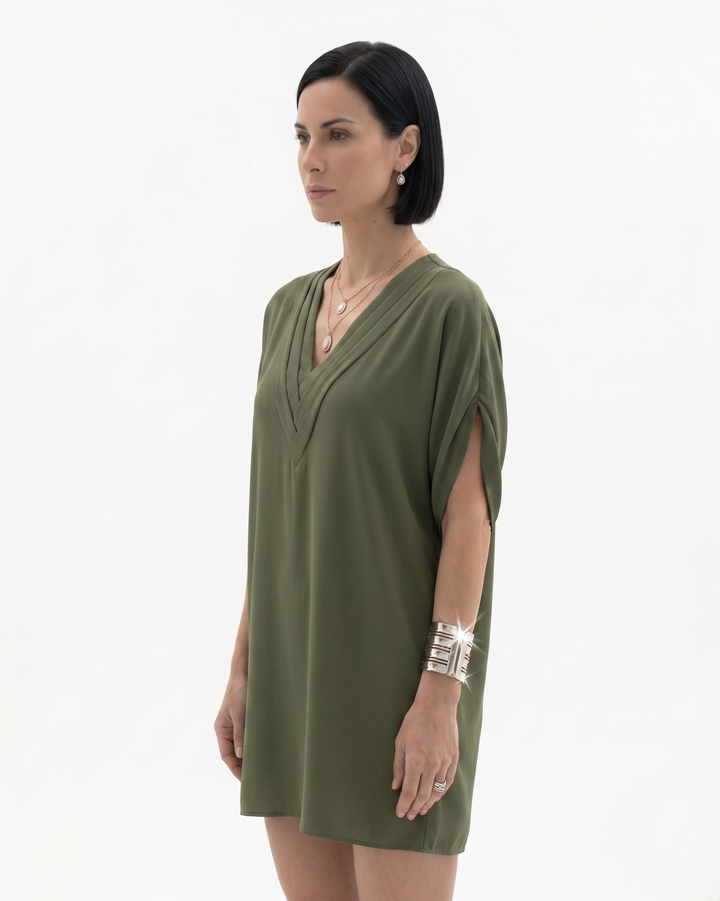 Siopie | Women’s Draped V-Neck Shift Dress