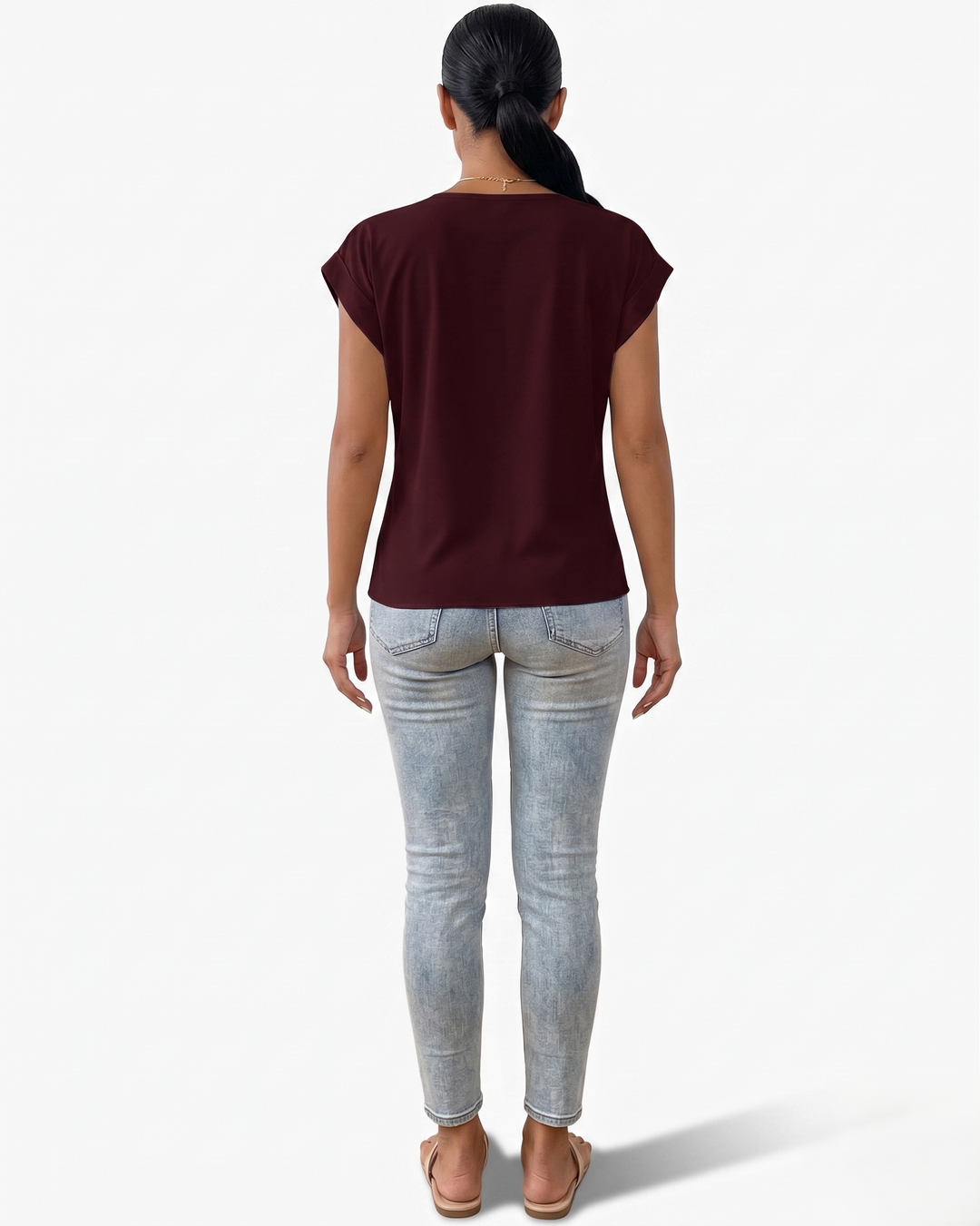 Siopie | Women’s Draped V-Neck Twist Front Blouse