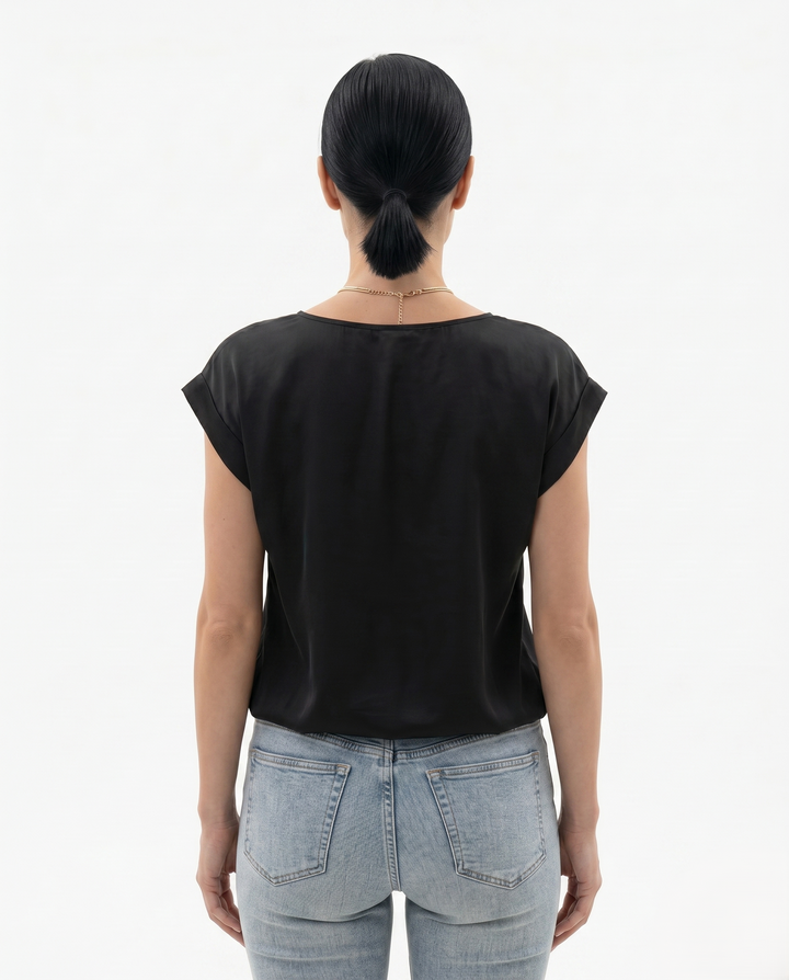 Siopie | Women’s Draped V-Neck Twist Front Blouse