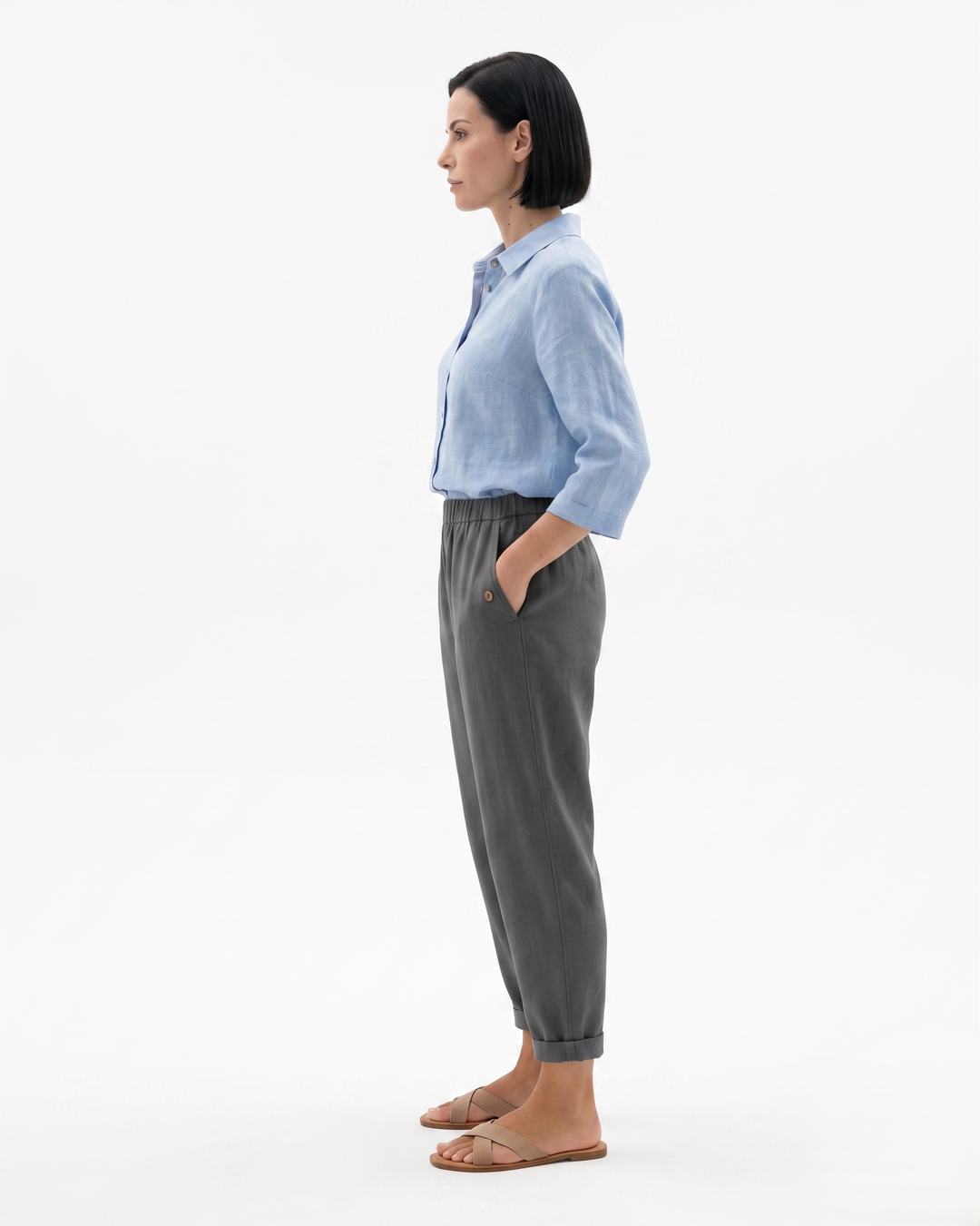 Siopie | Women’s Elastic Waist Tapered Trousers