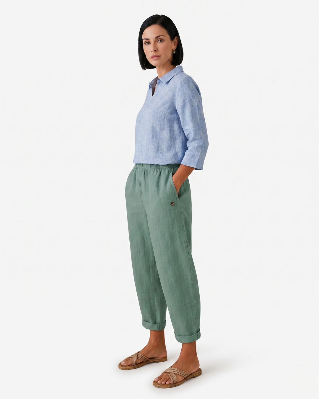 Siopie | Women’s Elastic Waist Tapered Trousers