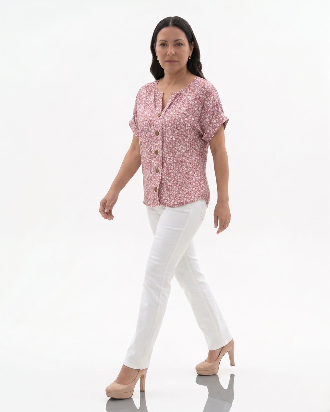 Siopie | Women’s Floral Notch Neck Blouse