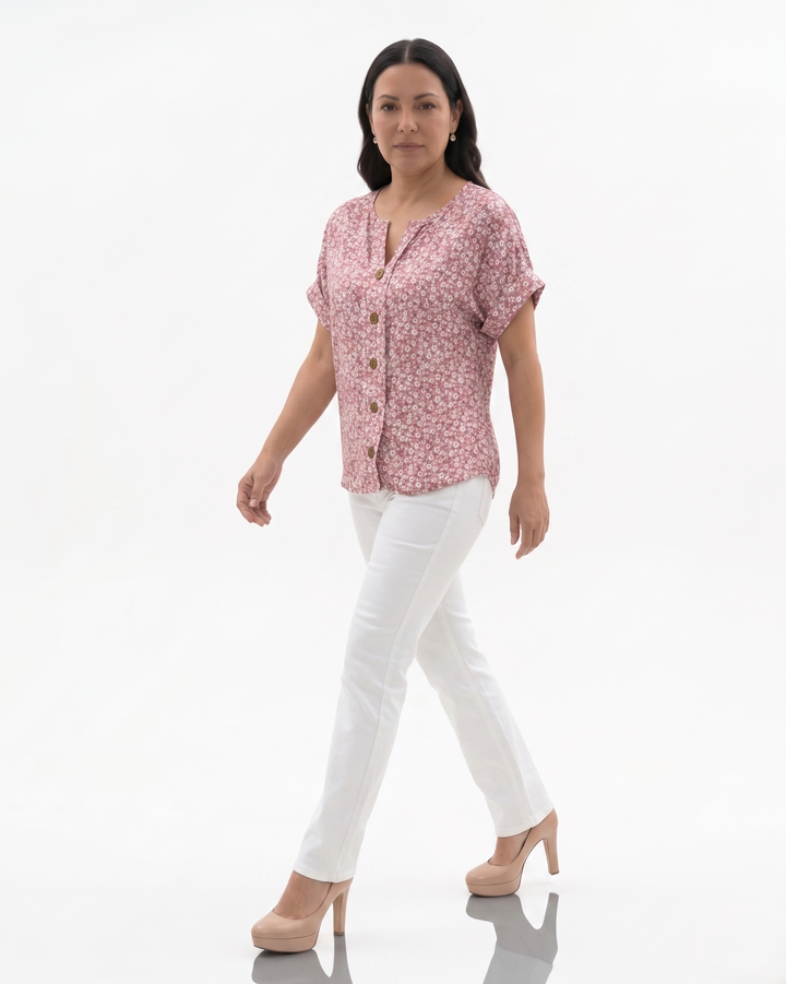 Siopie | Women’s Floral Notch Neck Blouse