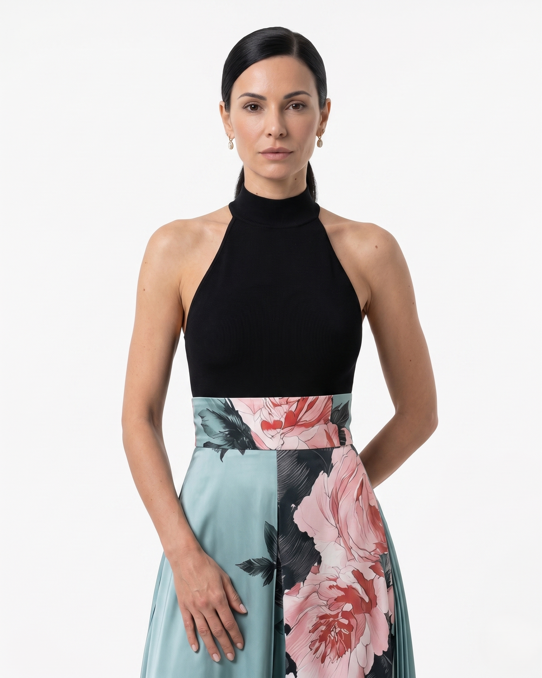 Siopie | Women’s Floral Panel Satin Maxi Dress