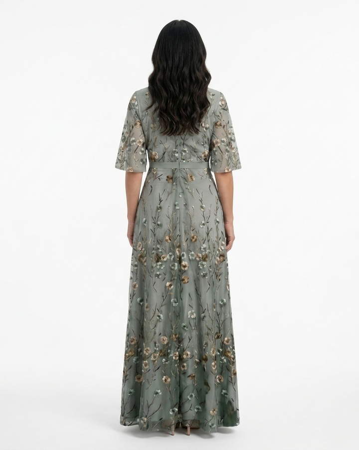 Siopie | Women’s Floral Print V-Neck Maxi Dress