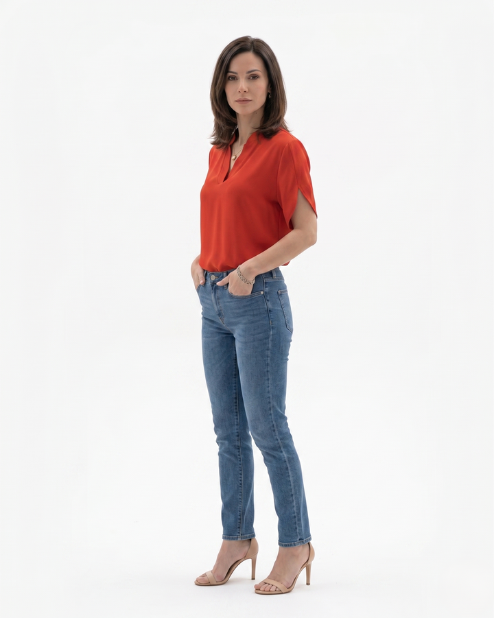 Siopie | Women’s Fluid Crepe V-Neck Blouse