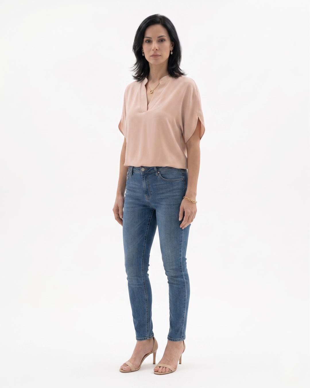Siopie | Women’s Fluid Crepe V-Neck Blouse