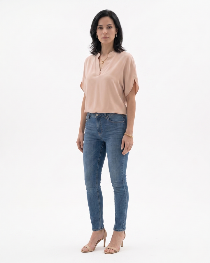 Siopie | Women’s Fluid Crepe V-Neck Blouse