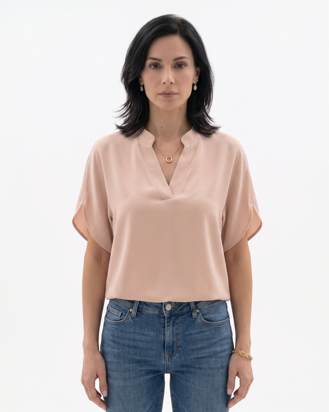 Siopie | Women’s Fluid Crepe V-Neck Blouse