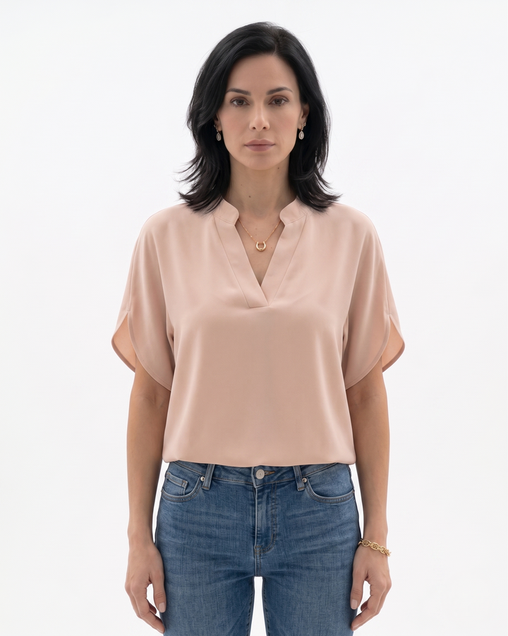 Siopie | Women’s Fluid Crepe V-Neck Blouse