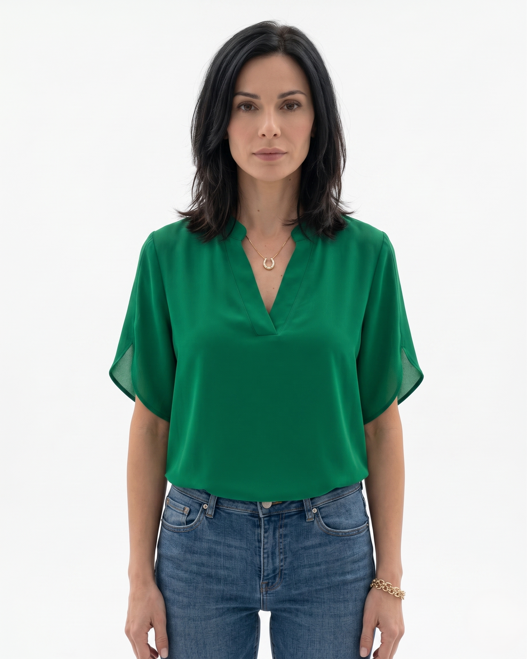 Siopie | Women’s Fluid Crepe V-Neck Blouse