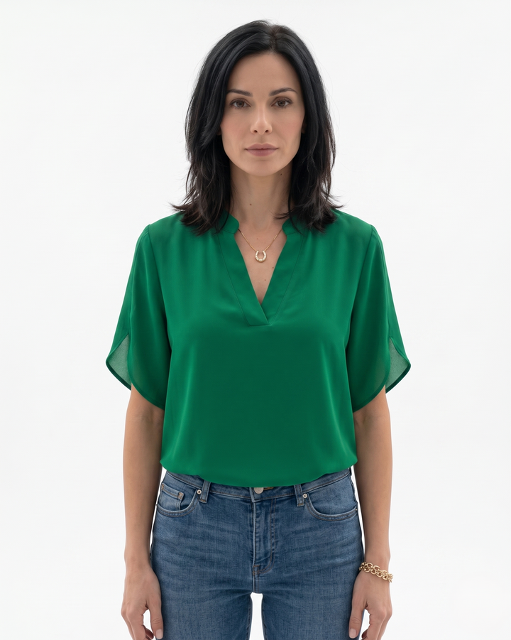 Siopie | Women’s Fluid Crepe V-Neck Blouse