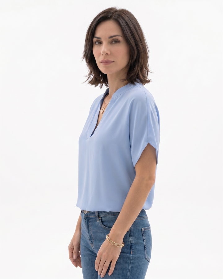 Siopie | Women’s Fluid Crepe V-Neck Blouse