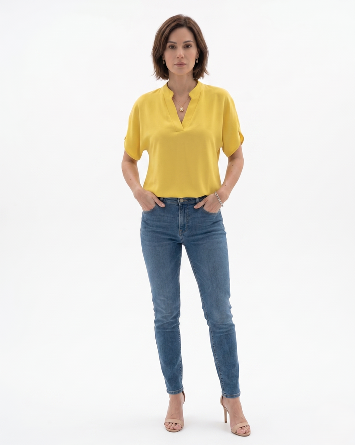 Siopie | Women’s Fluid Crepe V-Neck Blouse