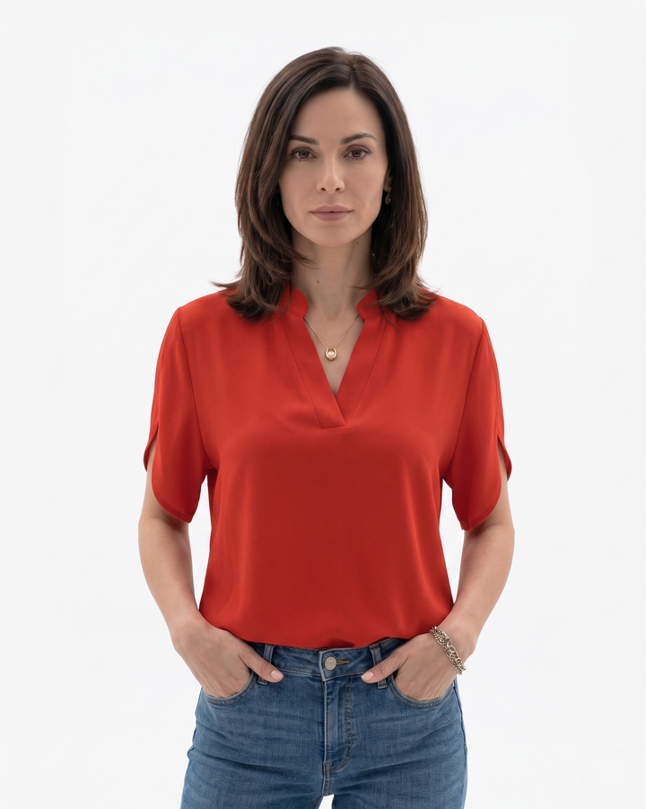 Siopie | Women’s Fluid Crepe V-Neck Blouse