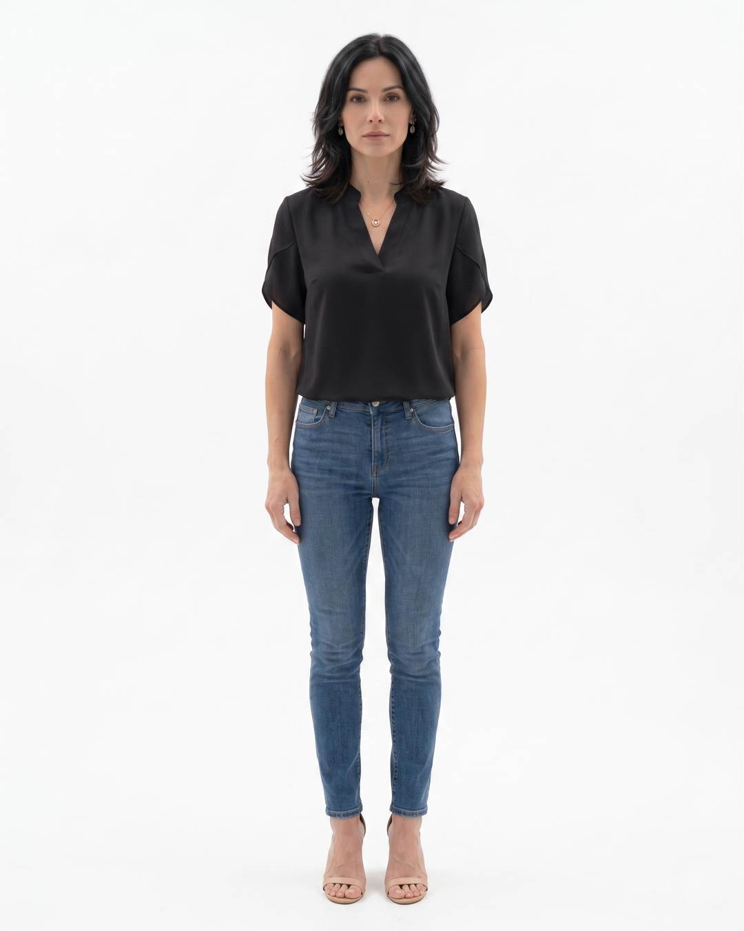 Siopie | Women’s Fluid Crepe V-Neck Blouse