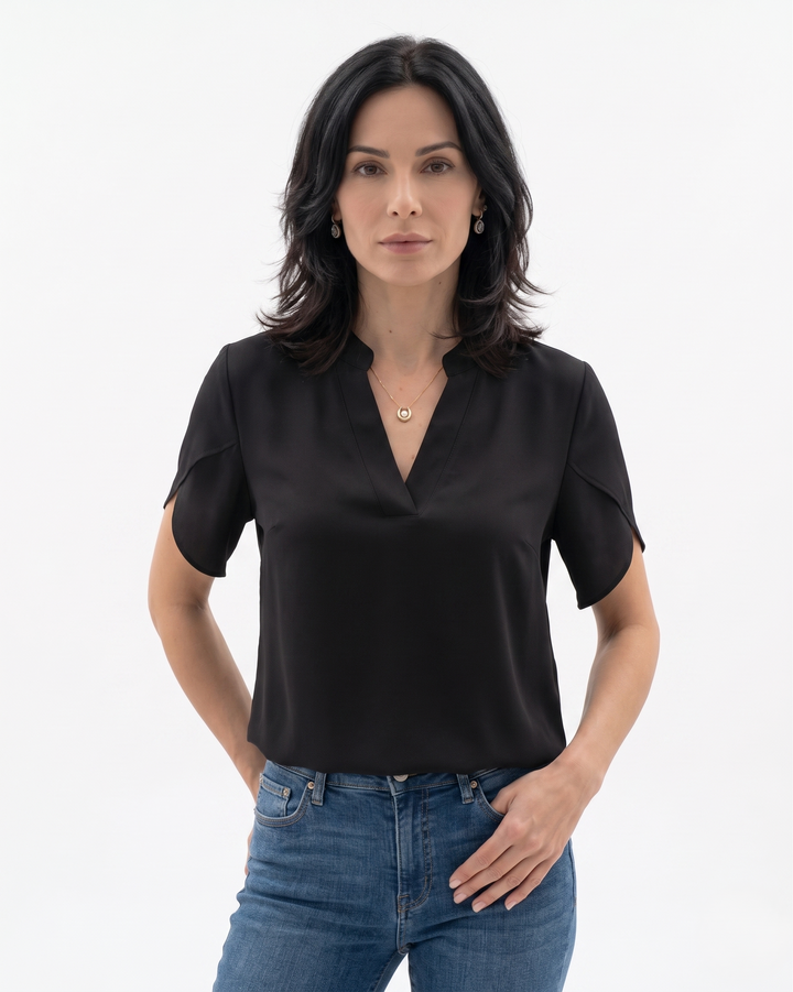 Siopie | Women’s Fluid Crepe V-Neck Blouse