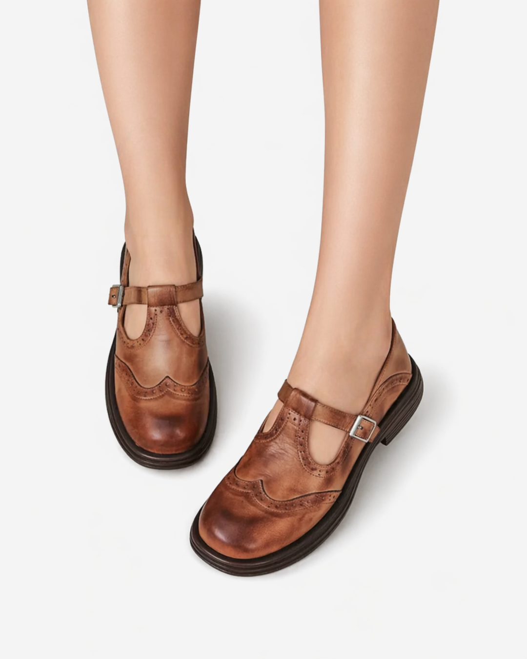 Siopie | Women’s Leather Brogue Mary Jane Shoes
