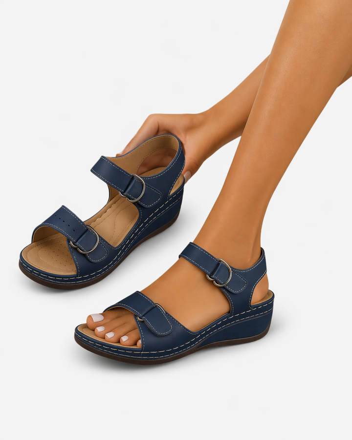 Siopie | Women’s Leather Comfort Wedge Sandals