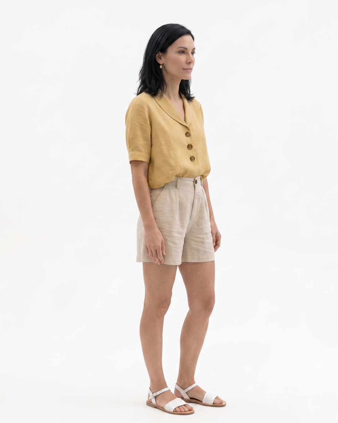 Siopie | Women’s Linen Blend Button Blouse