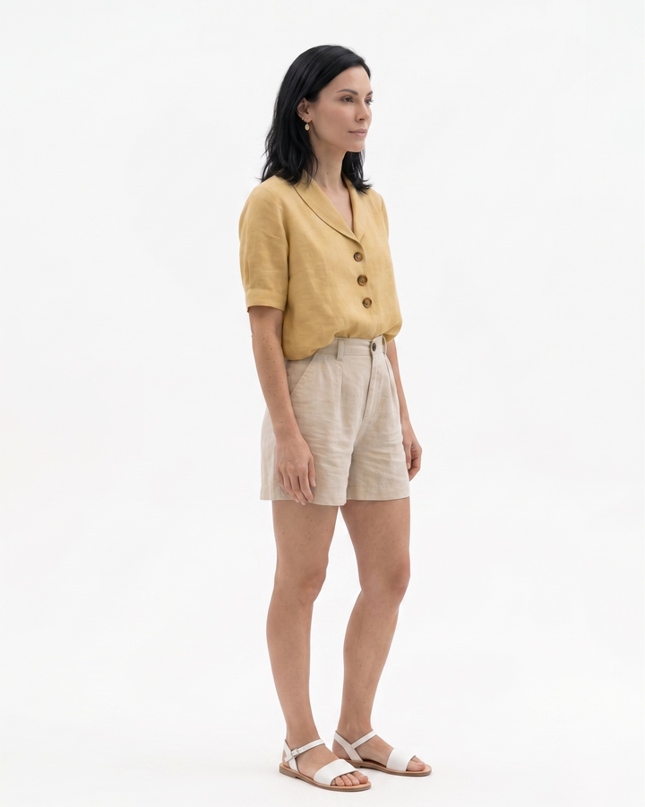 Siopie | Women’s Linen Blend Button Blouse