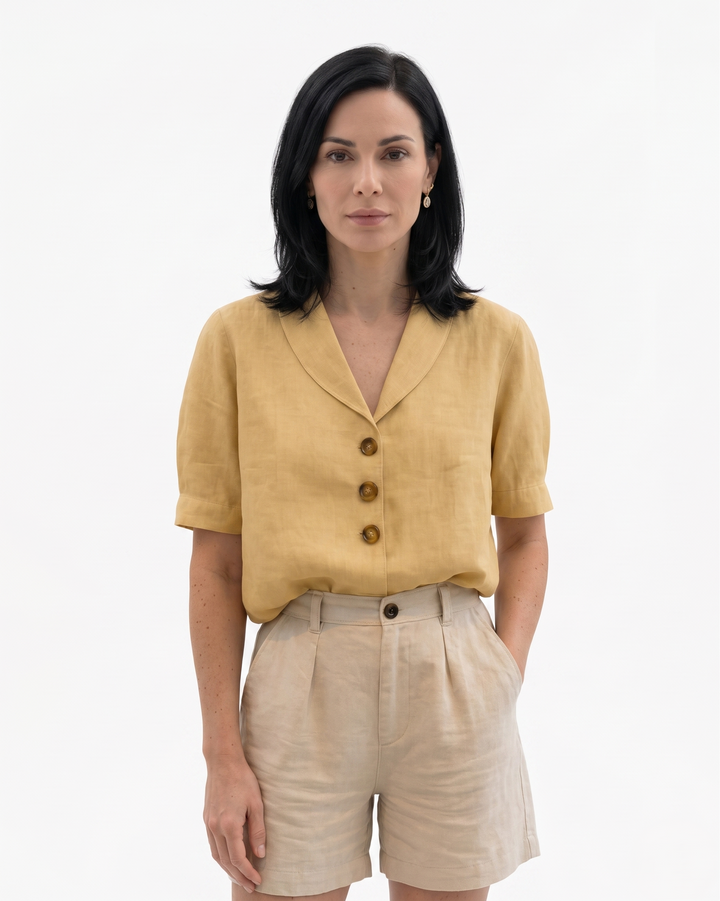 Siopie | Women’s Linen Blend Button Blouse