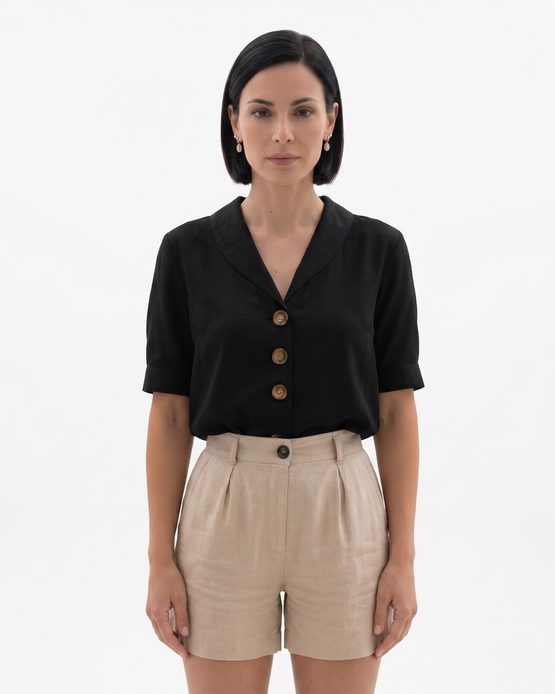 Siopie | Women’s Linen Blend Button Blouse