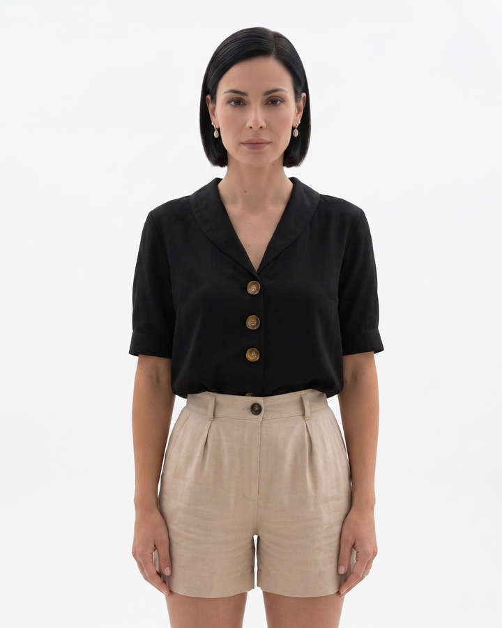 Siopie | Women’s Linen Blend Button Blouse