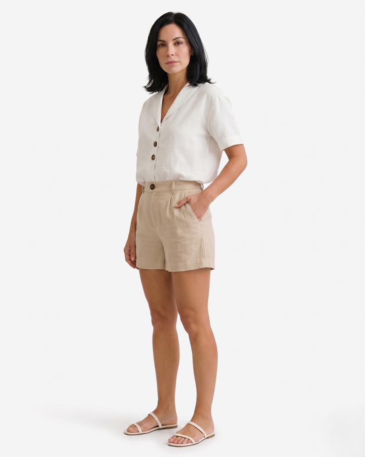 Siopie | Women’s Linen Blend Button Blouse