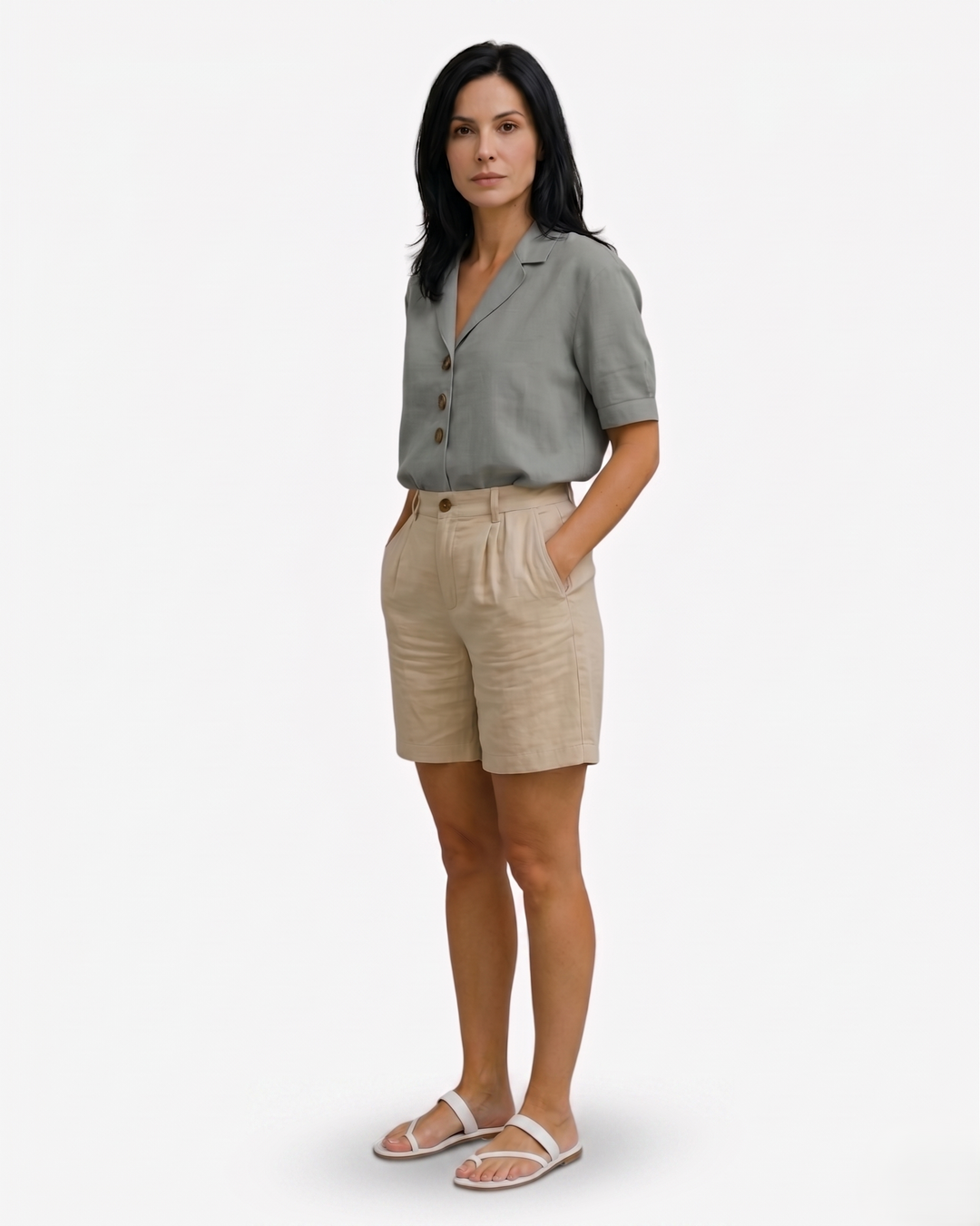 Siopie | Women’s Linen Blend Button Blouse
