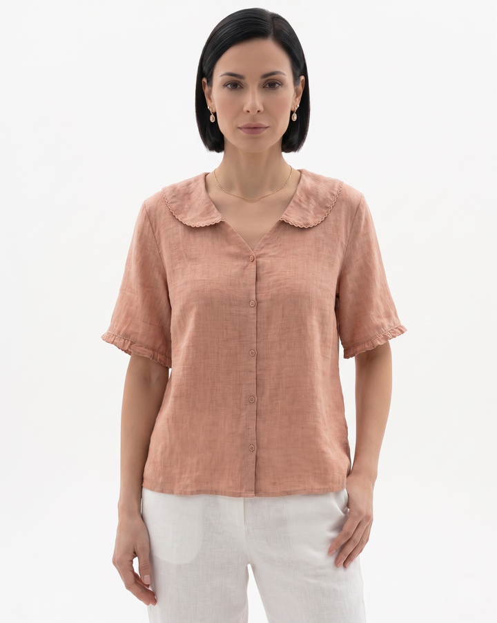 Siopie | Women’s Linen Peter Pan Collar Blouse