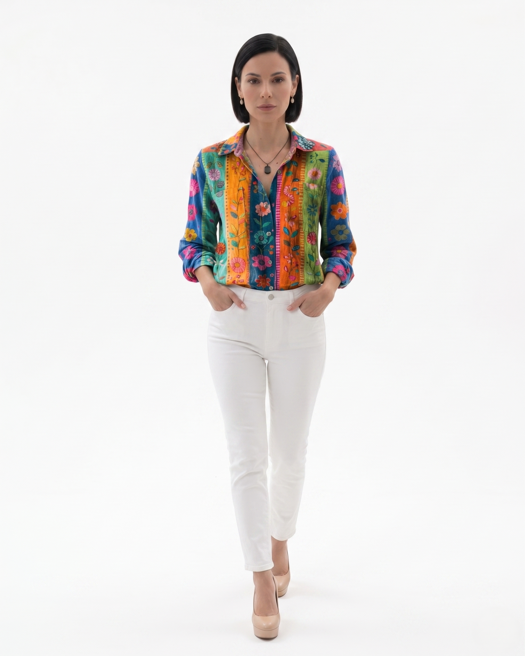 Siopie | Women’s Patterned Button-Through Blouse