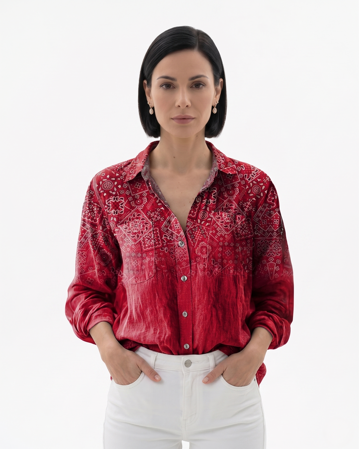 Siopie | Women’s Patterned Button-Through Blouse