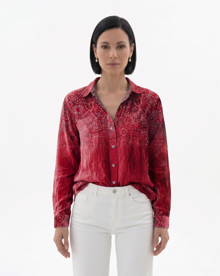 Siopie | Women’s Patterned Button-Through Blouse