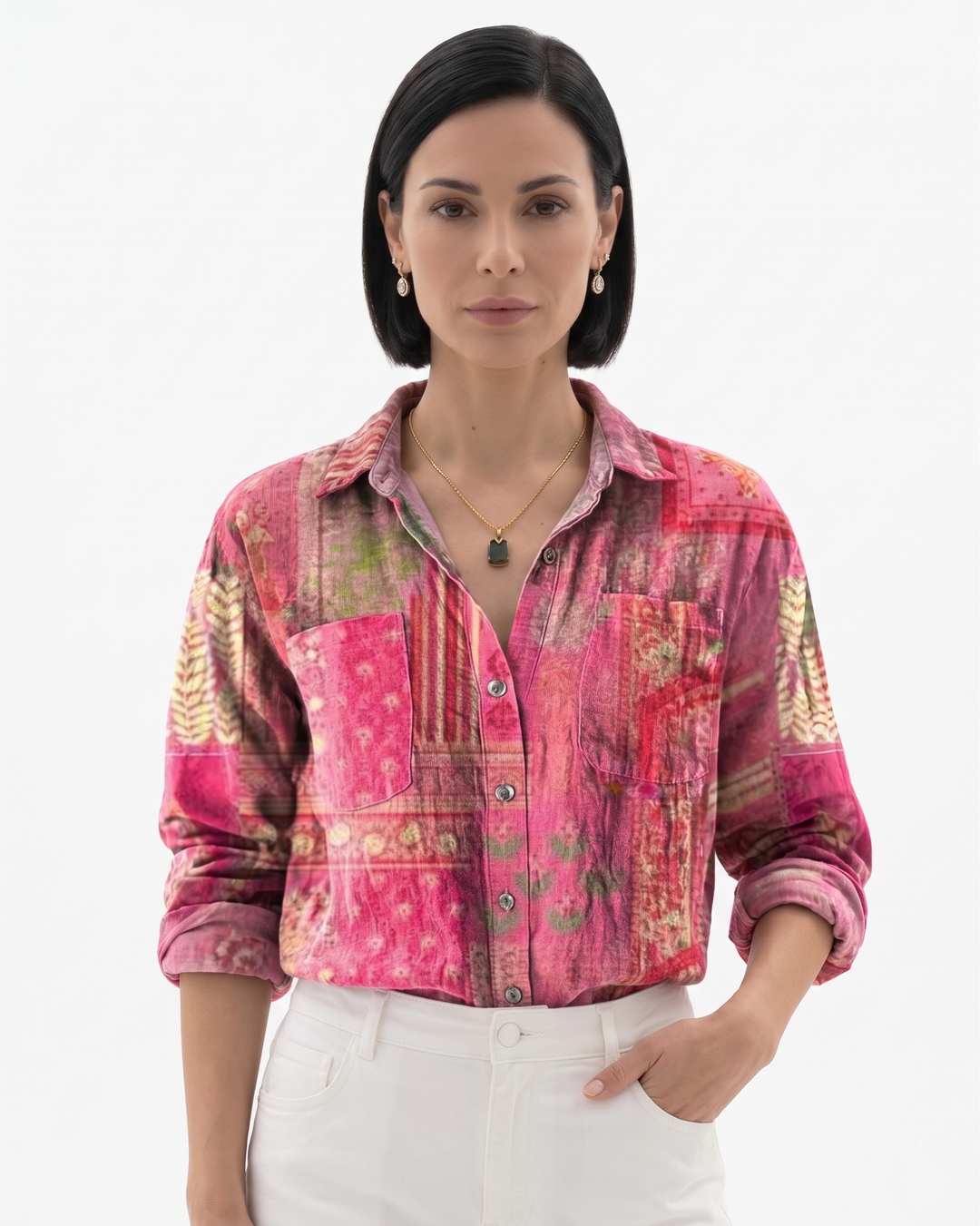 Siopie | Women’s Patterned Button-Through Blouse
