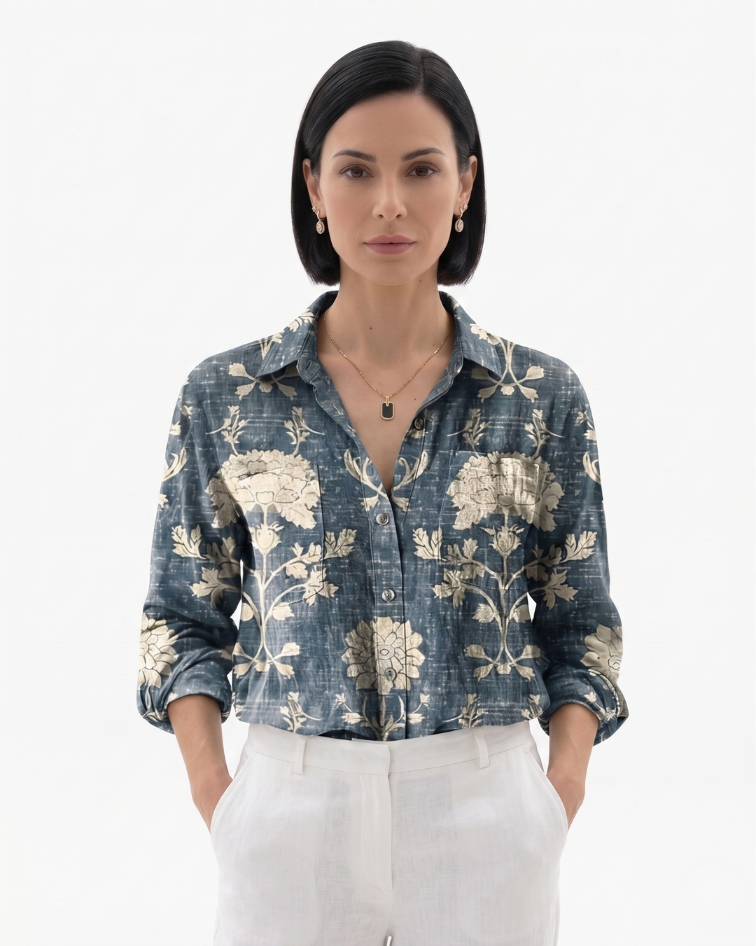 Siopie | Women’s Patterned Button-Through Blouse
