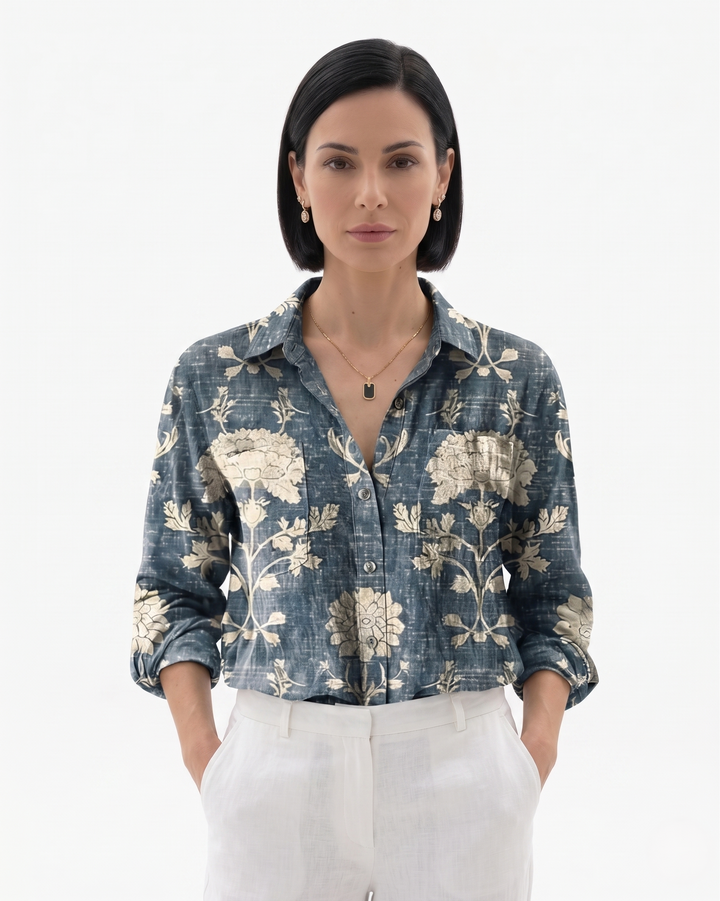 Siopie | Women’s Patterned Button-Through Blouse
