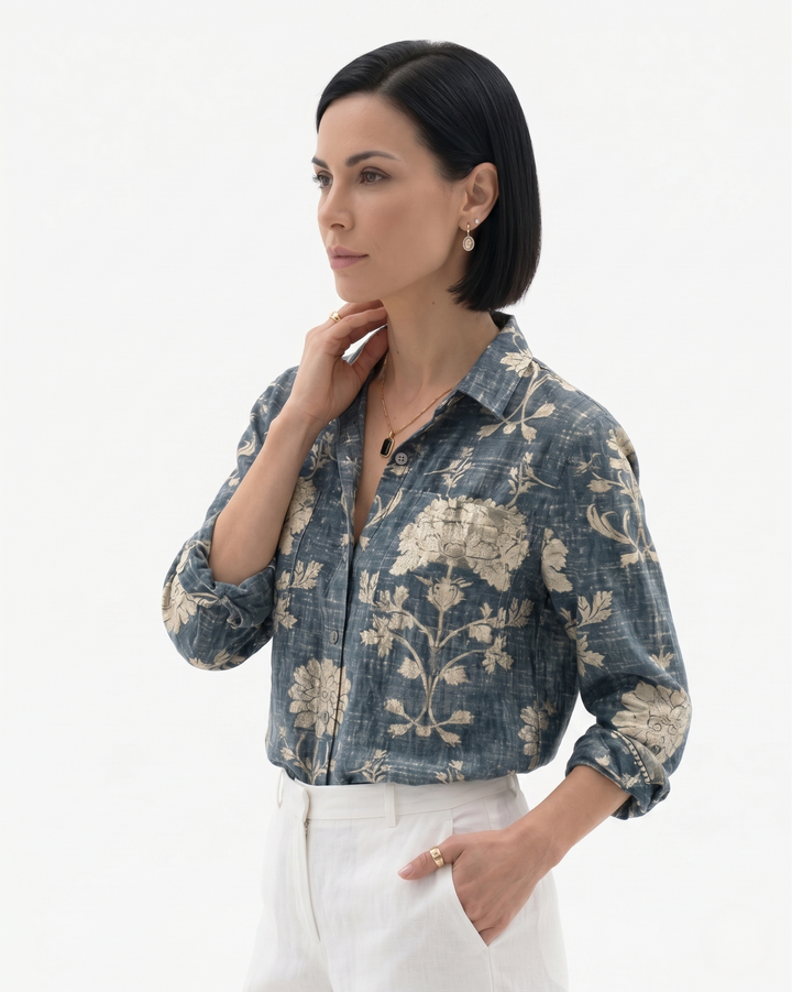 Siopie | Women’s Patterned Button-Through Blouse