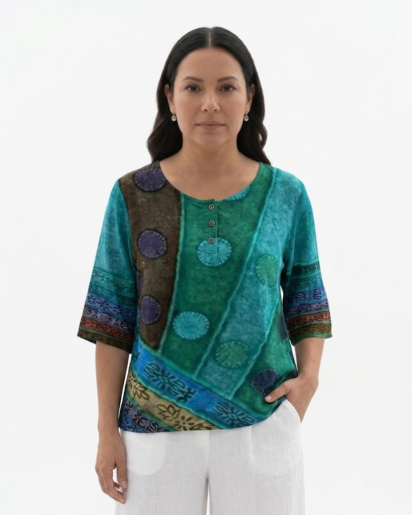 Siopie | Women’s Printed Cotton Relaxed Blouse